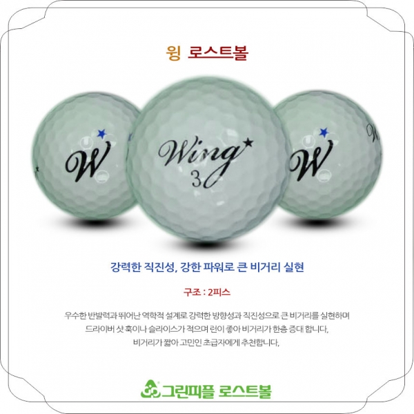그린피플,윙 컨트롤 스타 2피스 A+급 로스트볼 16개