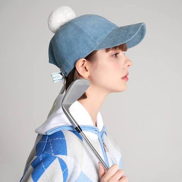 그린피플,그린피플 테크스킨 여성 퍼 리본 코듀로이 골프모자 3color