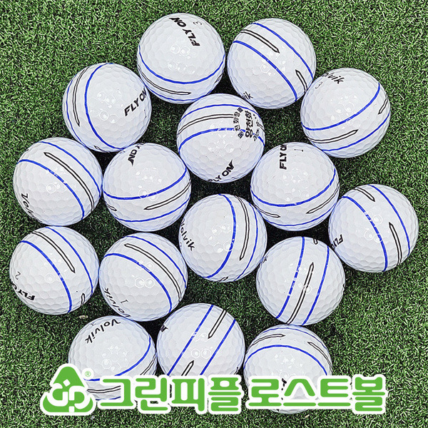 그린피플,볼빅 플라이 온 (FLY ON) 360도 퍼팅라인 3피스 화이트 B+급 로스트볼 16개