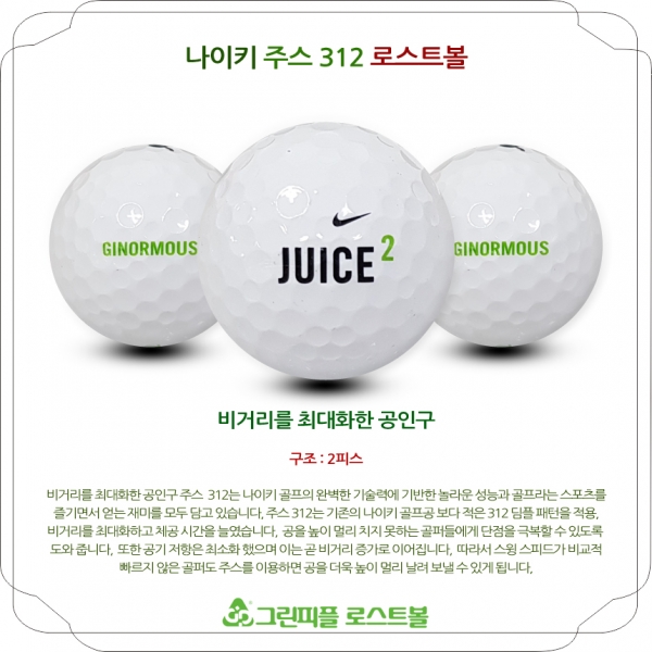 그린피플,나이키 주스 312 2피스 B+급 로스트볼 16개