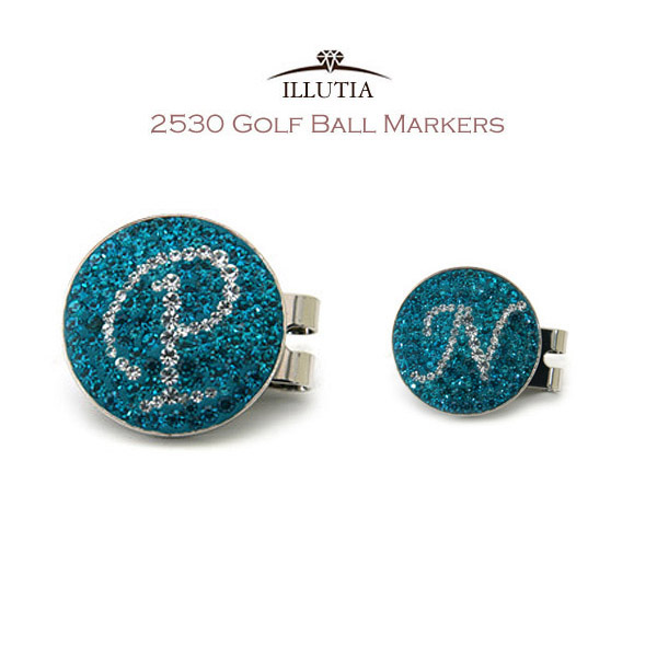 그린피플,일루시아 2530 영문 이니셜 골프 볼마커(30mm) - Blue Zircon