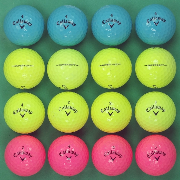 그린피플,캘러웨이 슈퍼 소프트 컬러혼합 2피스 B+급 로스트볼 16개